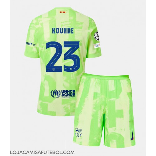 Camisa de Futebol Barcelona Jules Kounde #23 Equipamento Alternativo Infantil 2024-25 Manga Curta (+ Calças curtas)